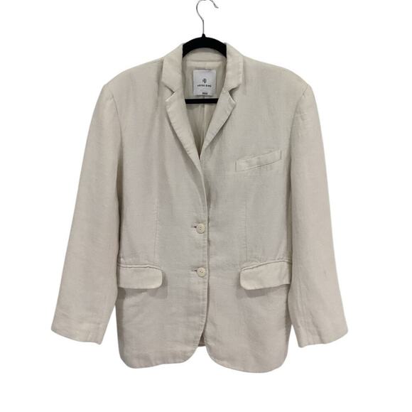 Anine Bing Quinn Blazer 100% Linen In Eggshell Size Small Oversized - Picture 4 of 15